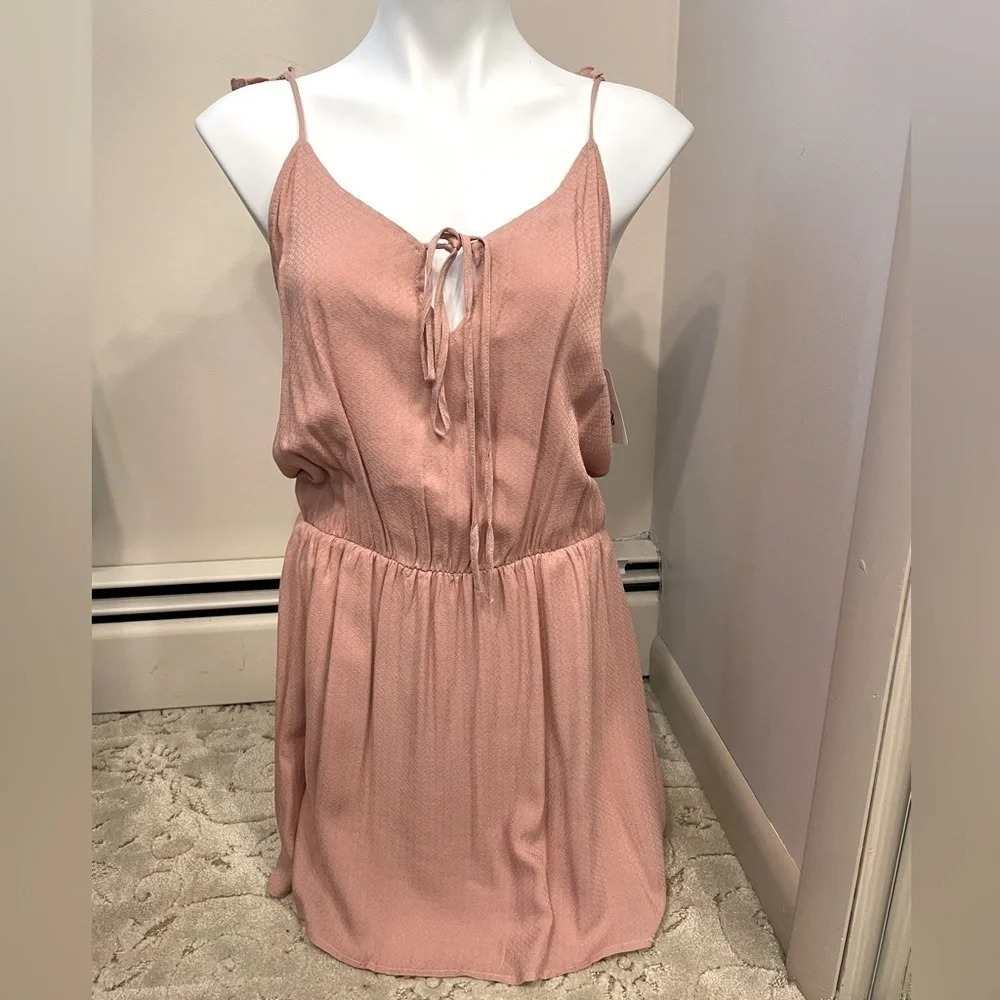 Honey Punch | Spaghetti Strap Flutter Sleeve Pink Dress Large Relaxed Drop Waist